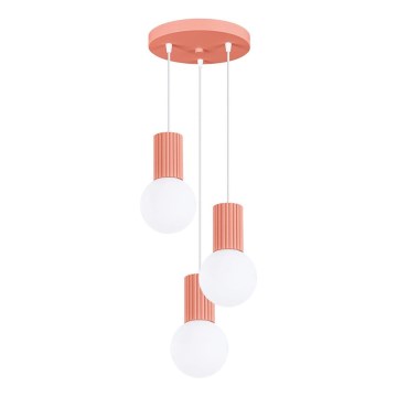 Lestenec na vrvici HALO 3xG9/8W/230V pr. 25 cm roza