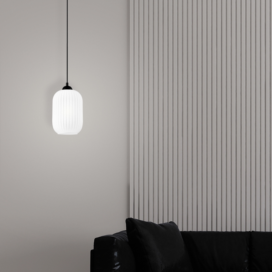 Lestenec na vrvici HARMA 1xE27/15W/230V pr. 14 cm bela/črna