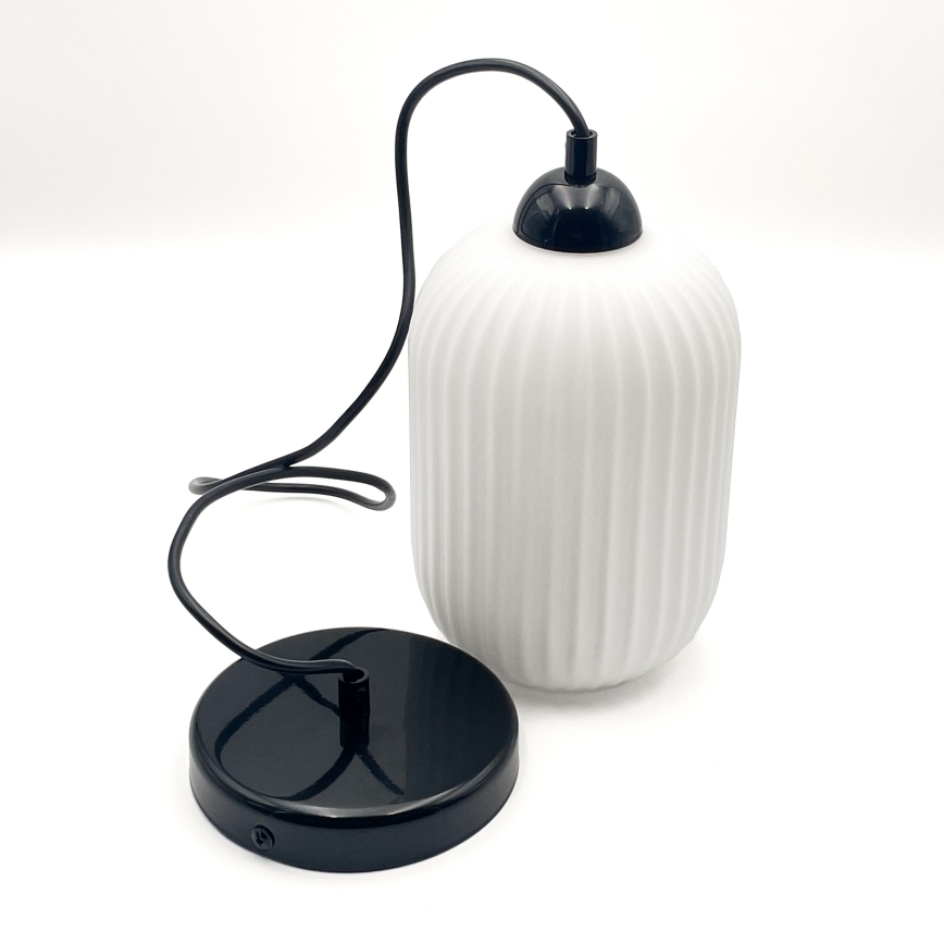 Lestenec na vrvici HARMA 1xE27/15W/230V pr. 14 cm bela/črna
