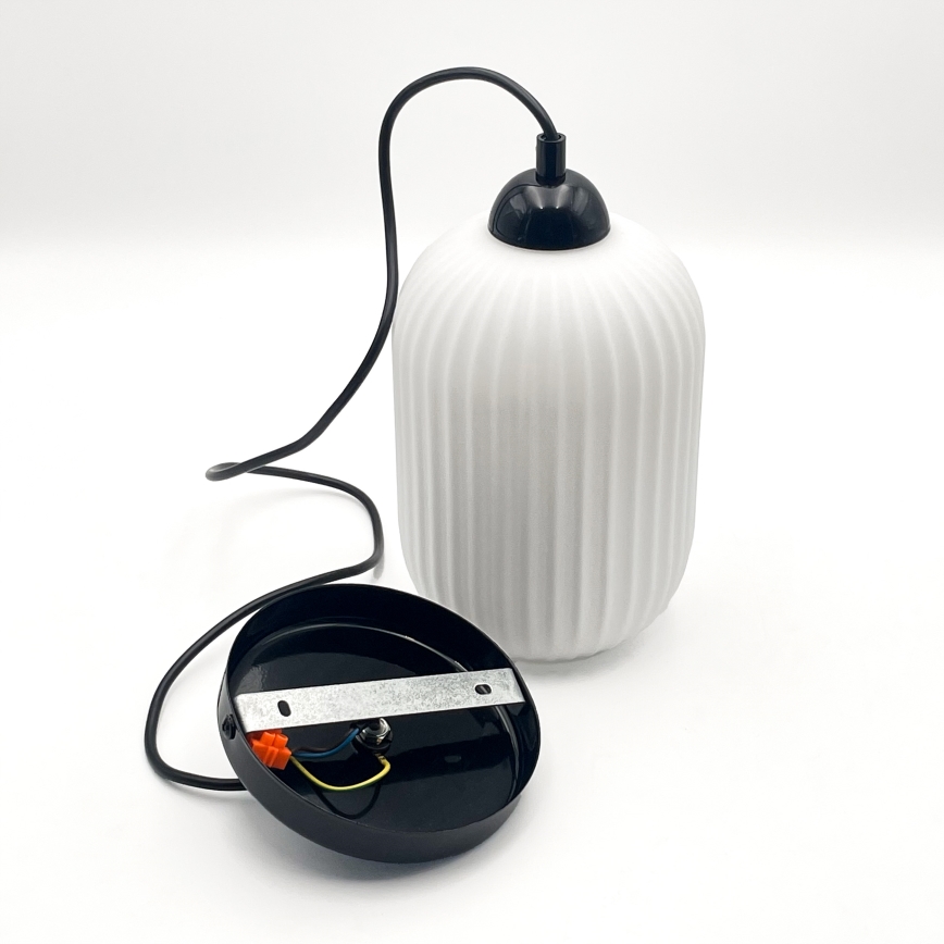 Lestenec na vrvici HARMA 1xE27/15W/230V pr. 14 cm bela/črna