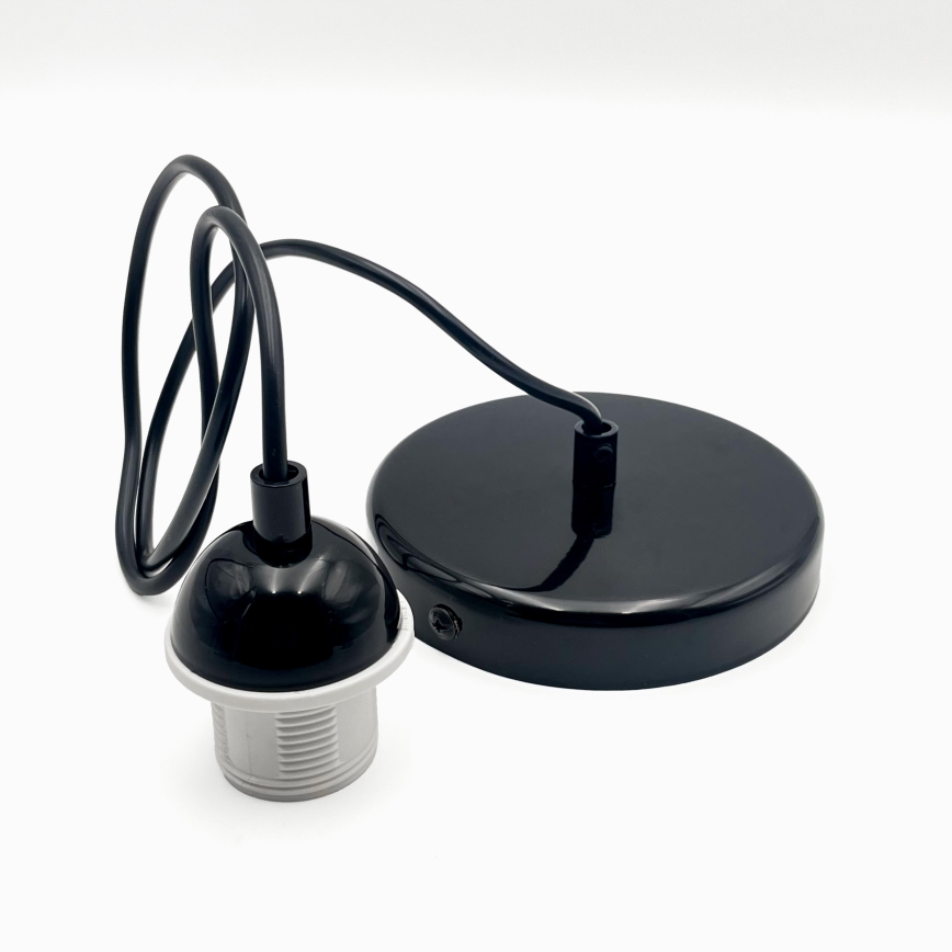 Lestenec na vrvici HARMA 1xE27/15W/230V pr. 14 cm bela/črna