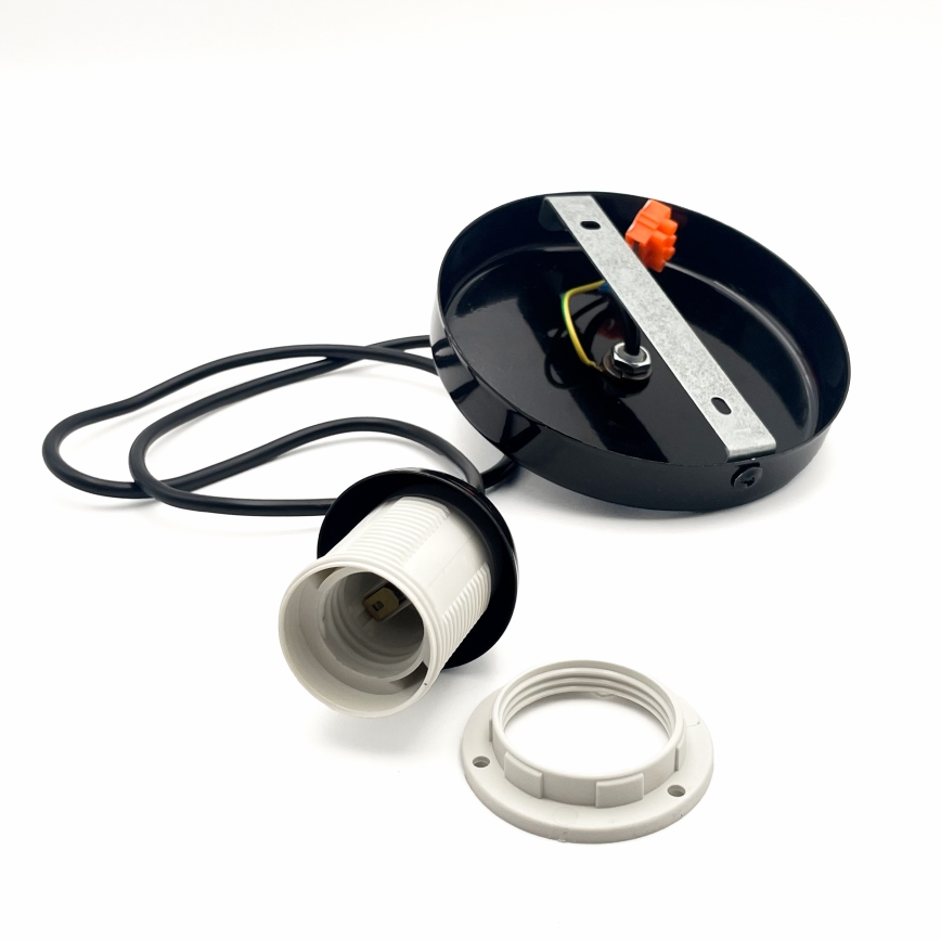 Lestenec na vrvici HARMA 1xE27/15W/230V pr. 14 cm bela/črna