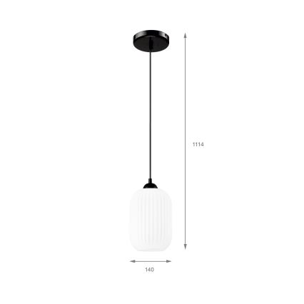 Lestenec na vrvici HARMA 1xE27/15W/230V pr. 14 cm bela/črna