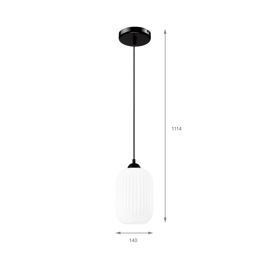 Lestenec na vrvici HARMA 1xE27/15W/230V pr. 14 cm bela/črna