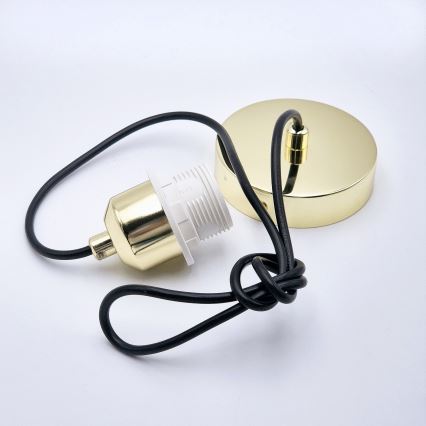Lestenec na vrvici HARMA 1xE27/15W/230V pr. 14 cm bela/zlata
