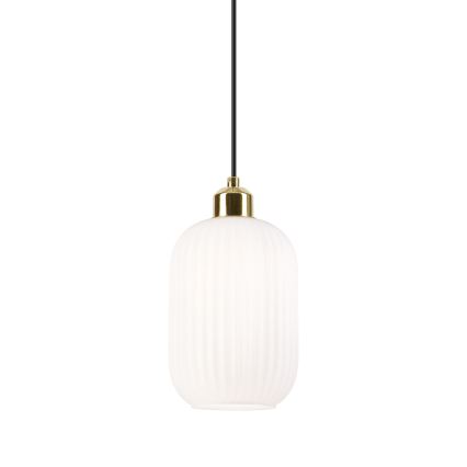 Lestenec na vrvici HARMA 1xE27/15W/230V pr. 14 cm bela/zlata