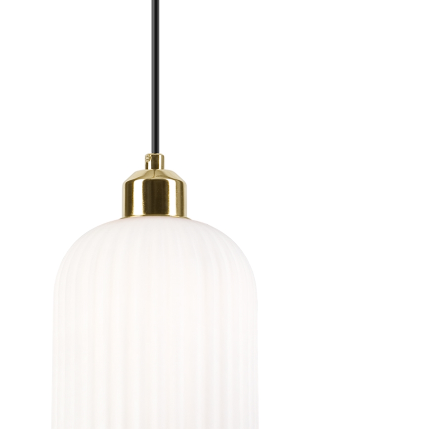 Lestenec na vrvici HARMA 1xE27/15W/230V pr. 14 cm bela/zlata