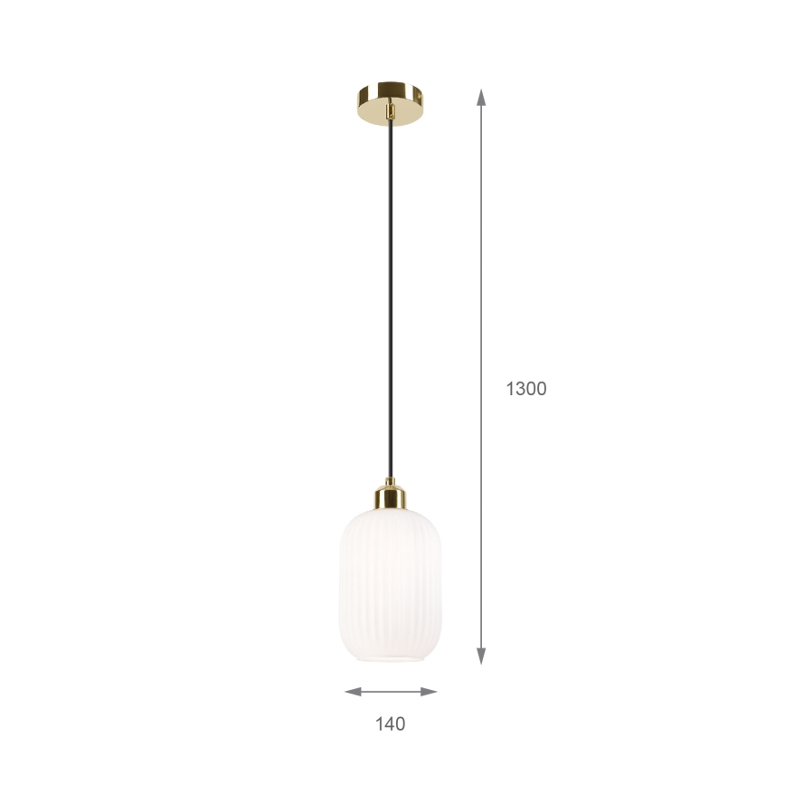 Lestenec na vrvici HARMA 1xE27/15W/230V pr. 14 cm bela/zlata