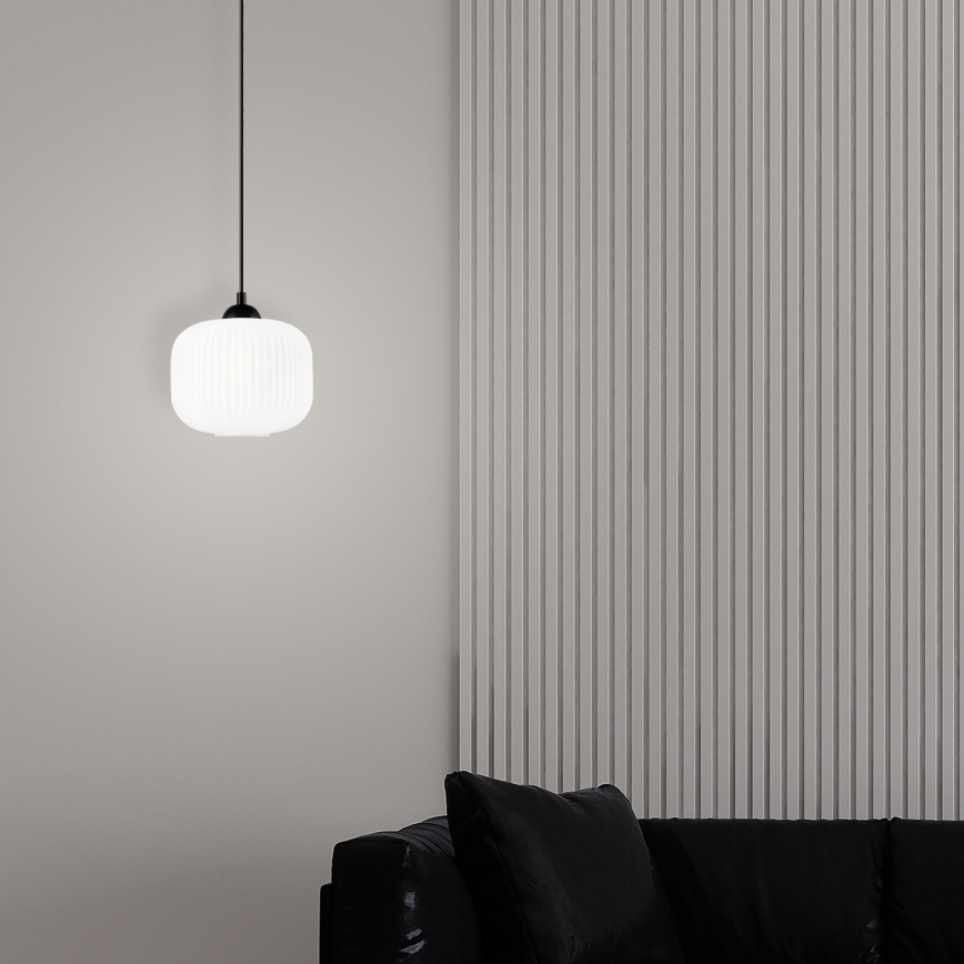 Lestenec na vrvici HARMA 1xE27/15W/230V pr. 20 cm bela/črna