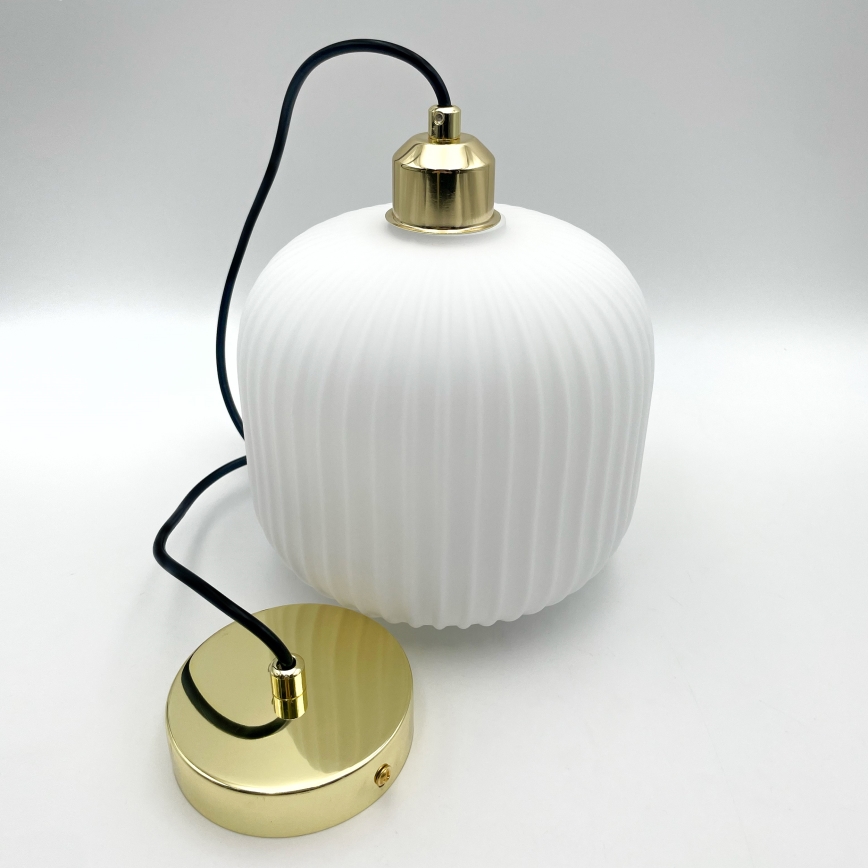 Lestenec na vrvici HARMA 1xE27/15W/230V pr. 20 cm bela/zlata
