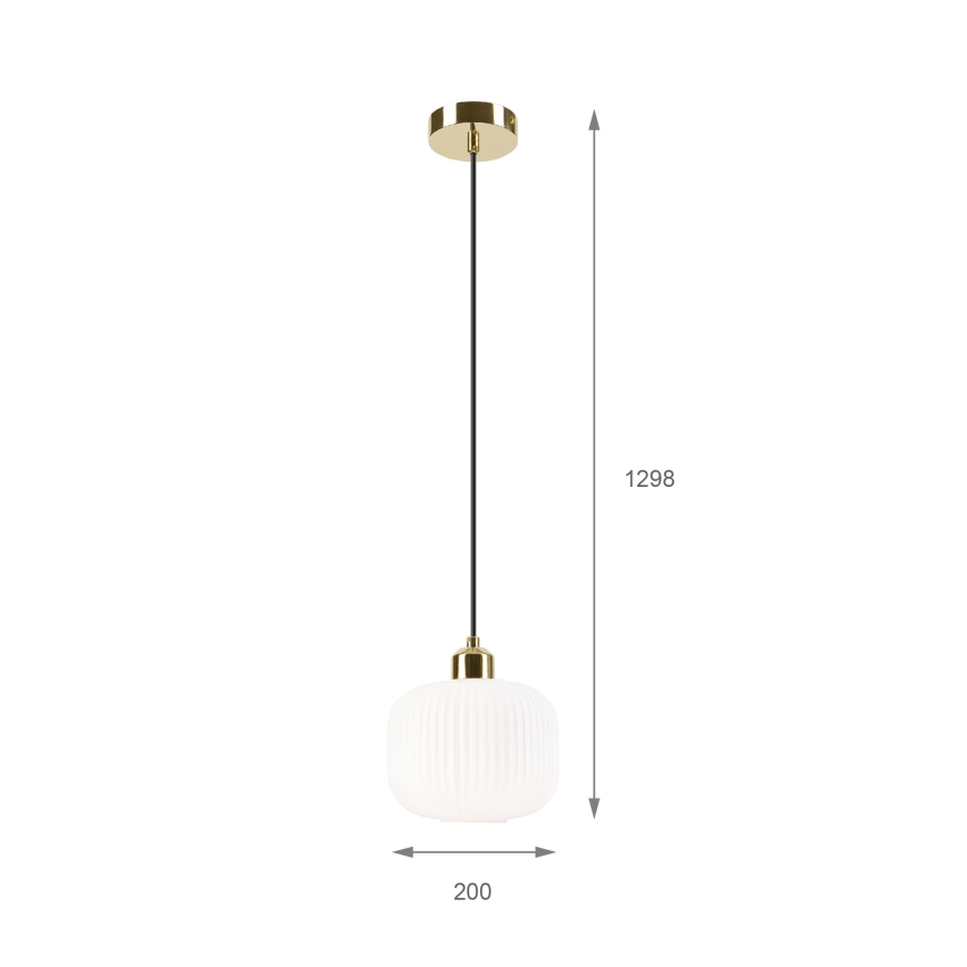Lestenec na vrvici HARMA 1xE27/15W/230V pr. 20 cm bela/zlata