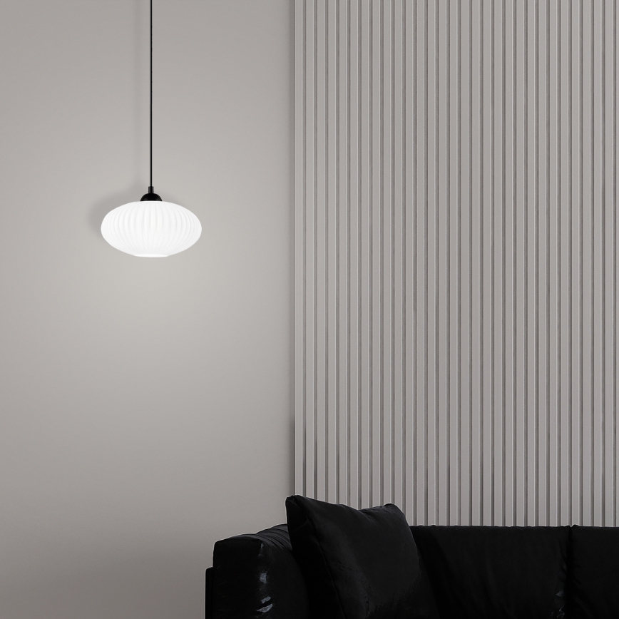 Lestenec na vrvici HARMA 1xE27/15W/230V pr. 25 cm bela/črna