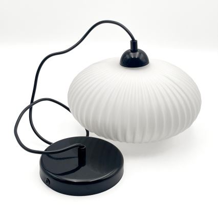 Lestenec na vrvici HARMA 1xE27/15W/230V pr. 25 cm bela/črna