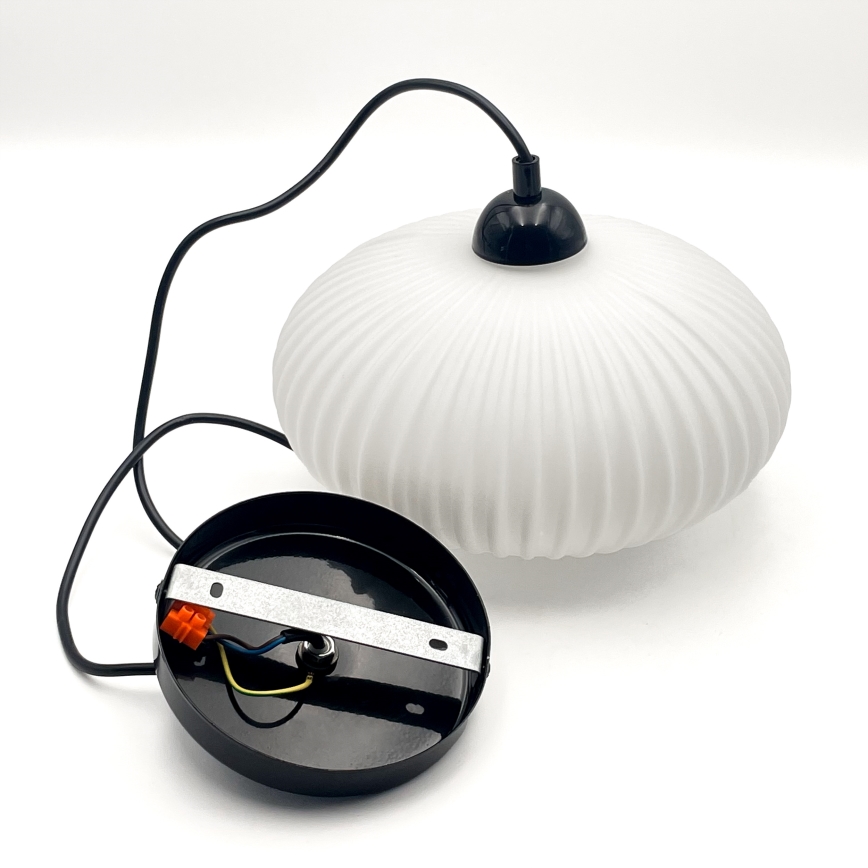 Lestenec na vrvici HARMA 1xE27/15W/230V pr. 25 cm bela/črna
