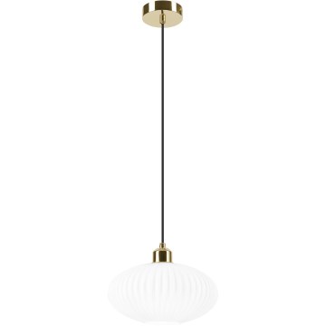 Lestenec na vrvici HARMA 1xE27/15W/230V pr. 25 cm bela/zlata