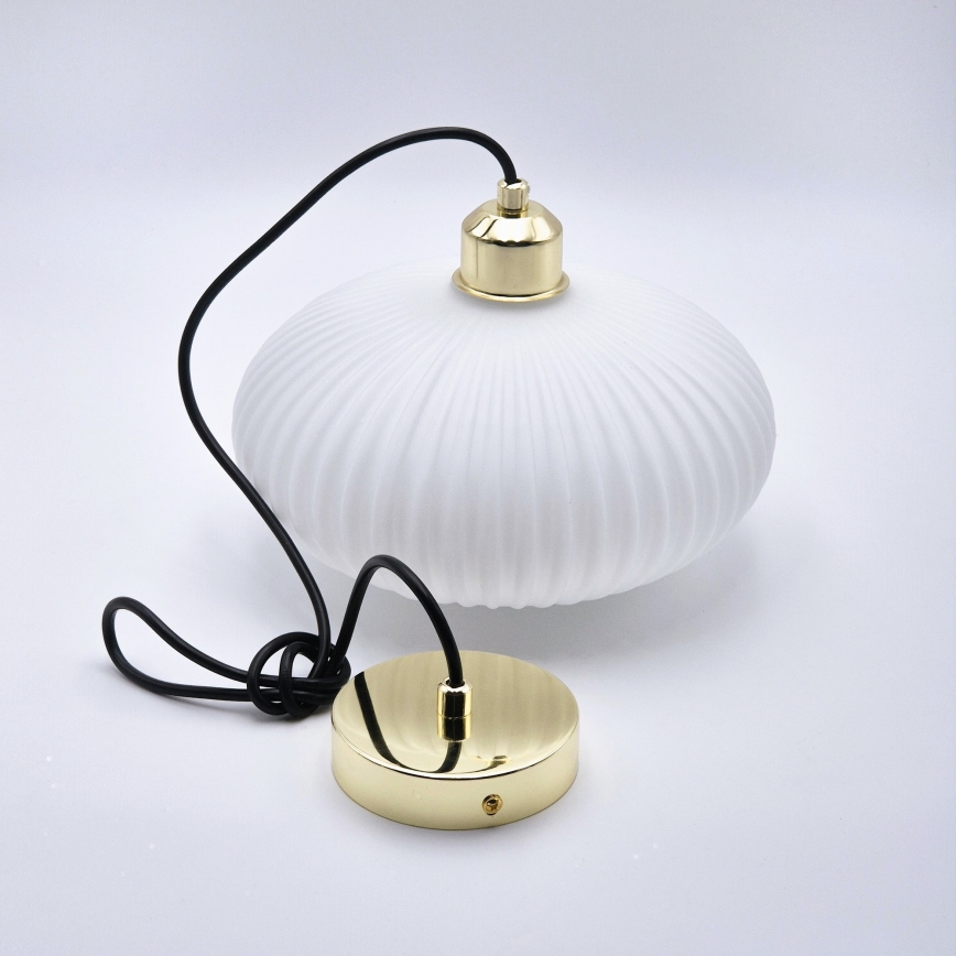 Lestenec na vrvici HARMA 1xE27/15W/230V pr. 25 cm bela/zlata