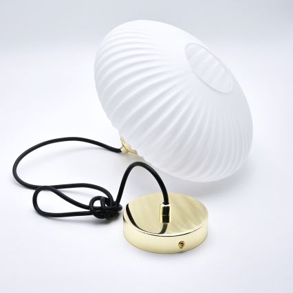 Lestenec na vrvici HARMA 1xE27/15W/230V pr. 25 cm bela/zlata