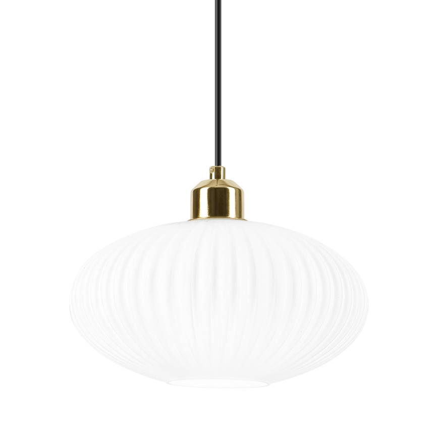 Lestenec na vrvici HARMA 1xE27/15W/230V pr. 25 cm bela/zlata