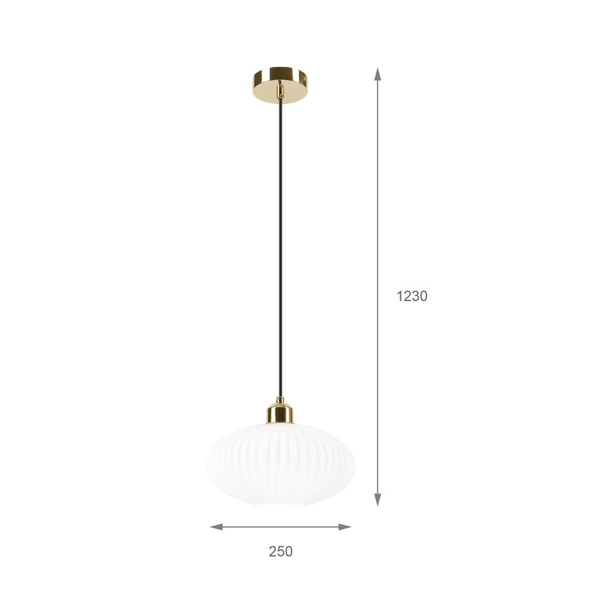 Lestenec na vrvici HARMA 1xE27/15W/230V pr. 25 cm bela/zlata