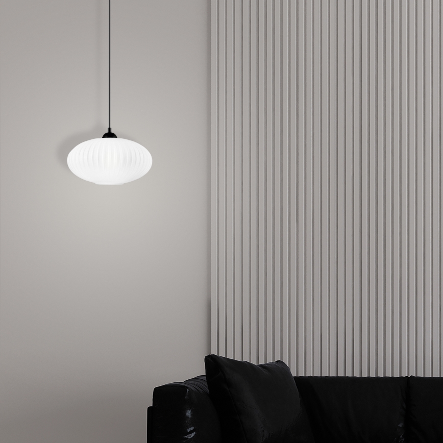 Lestenec na vrvici HARMA 1xE27/15W/230V pr. 30 cm bela/črna