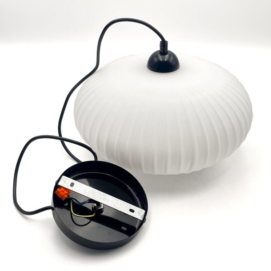 Lestenec na vrvici HARMA 1xE27/15W/230V pr. 30 cm bela/črna