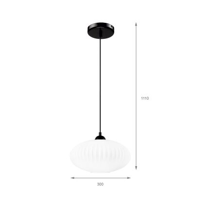 Lestenec na vrvici HARMA 1xE27/15W/230V pr. 30 cm bela/črna