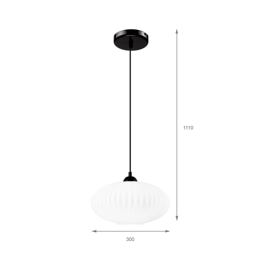 Lestenec na vrvici HARMA 1xE27/15W/230V pr. 30 cm bela/črna