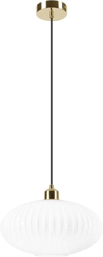 Lestenec na vrvici HARMA 1xE27/15W/230V pr. 30 cm bela/zlata