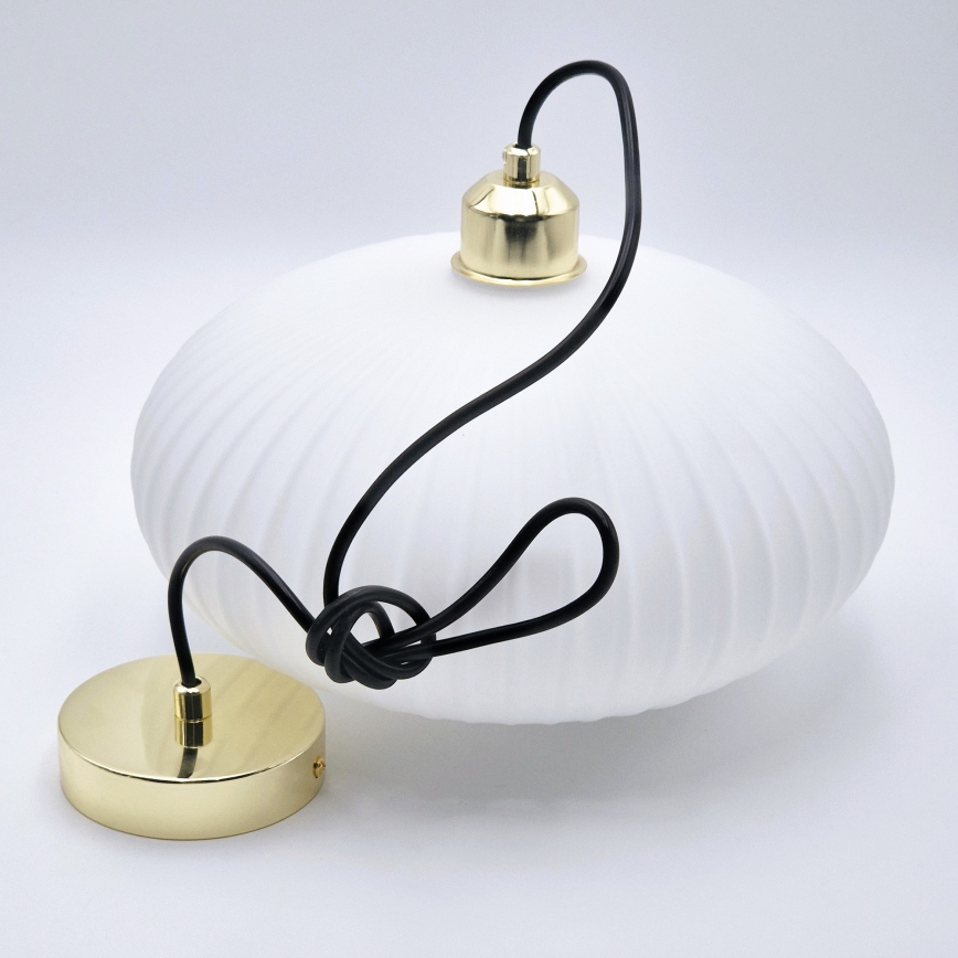 Lestenec na vrvici HARMA 1xE27/15W/230V pr. 30 cm bela/zlata