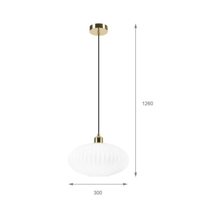 Lestenec na vrvici HARMA 1xE27/15W/230V pr. 30 cm bela/zlata