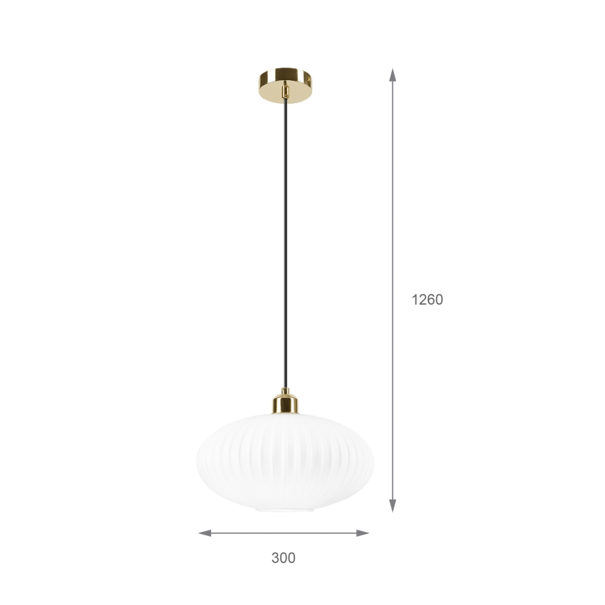Lestenec na vrvici HARMA 1xE27/15W/230V pr. 30 cm bela/zlata