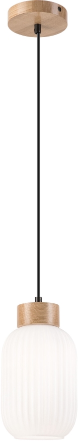 Lestenec na vrvici HARMONY 1xE27/15W/230V pr. 14 cm bela/hrast
