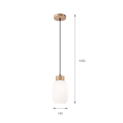 Lestenec na vrvici HARMONY 1xE27/15W/230V pr. 14 cm bela/hrast