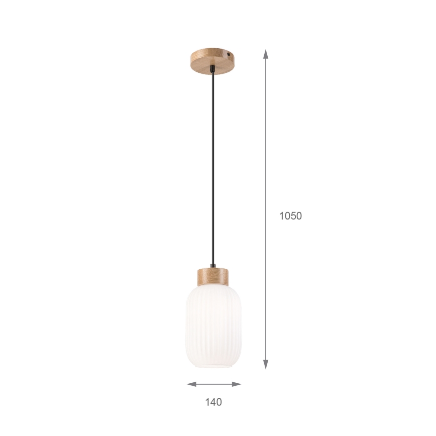 Lestenec na vrvici HARMONY 1xE27/15W/230V pr. 14 cm bela/hrast