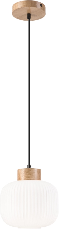 Lestenec na vrvici HARMONY 1xE27/15W/230V pr. 20 cm bela/hrast