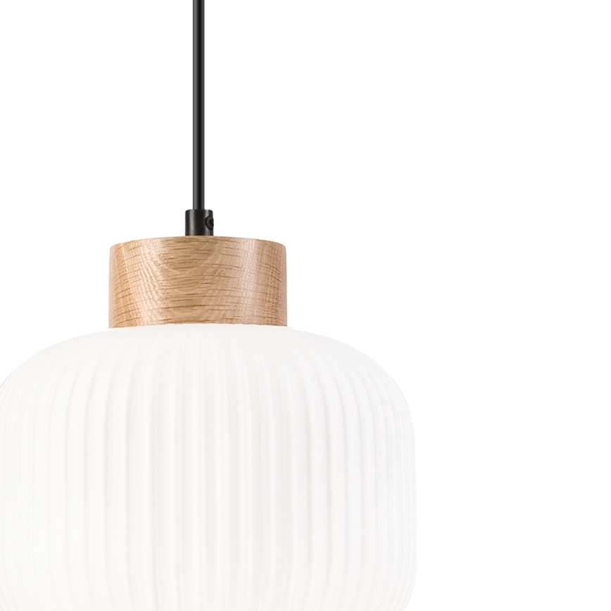 Lestenec na vrvici HARMONY 1xE27/15W/230V pr. 20 cm bela/hrast