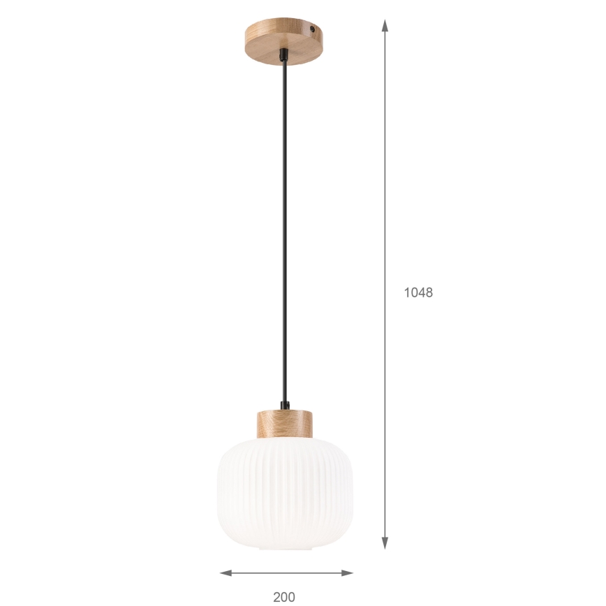 Lestenec na vrvici HARMONY 1xE27/15W/230V pr. 20 cm bela/hrast