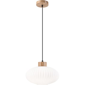 Lestenec na vrvici HARMONY 1xE27/15W/230V pr. 30 cm bela/hrast