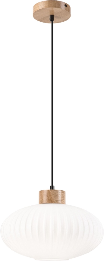 Lestenec na vrvici HARMONY 1xE27/15W/230V pr. 30 cm bela/hrast