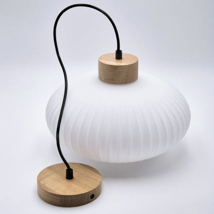 Lestenec na vrvici HARMONY 1xE27/15W/230V pr. 30 cm bela/hrast