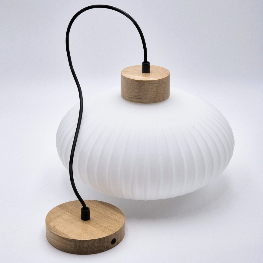 Lestenec na vrvici HARMONY 1xE27/15W/230V pr. 30 cm bela/hrast