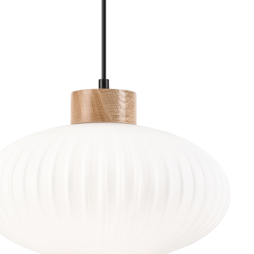 Lestenec na vrvici HARMONY 1xE27/15W/230V pr. 30 cm bela/hrast