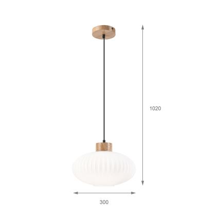 Lestenec na vrvici HARMONY 1xE27/15W/230V pr. 30 cm bela/hrast