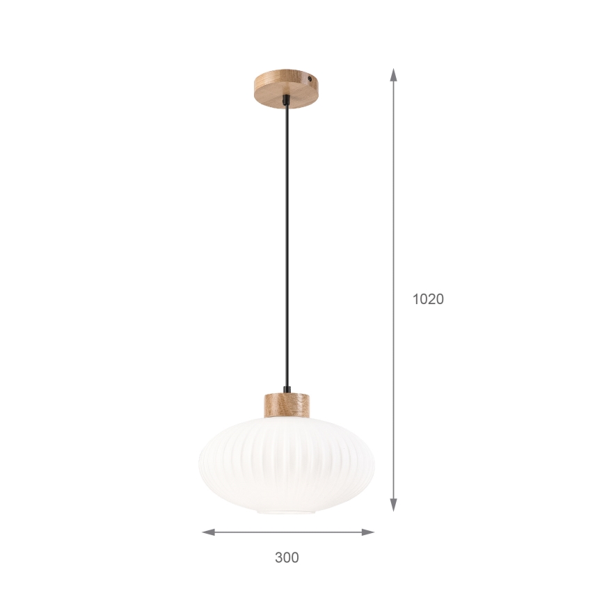 Lestenec na vrvici HARMONY 1xE27/15W/230V pr. 30 cm bela/hrast