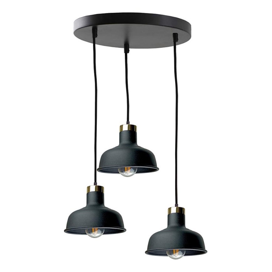 Lestenec na vrvici HEBE 3xE27/60W/230V črna