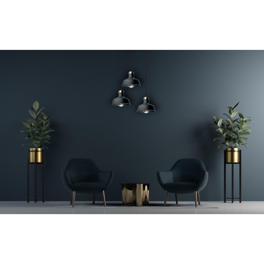Lestenec na vrvici HEBE 3xE27/60W/230V črna