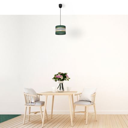 Lestenec na vrvici HELEN 1xE27/15W/230V d. 20 cm zelen/zlat