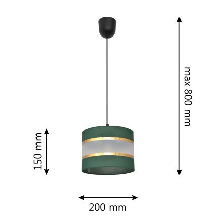 Lestenec na vrvici HELEN 1xE27/15W/230V d. 20 cm zelen/zlat