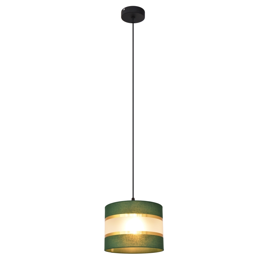 Lestenec na vrvici HELEN 1xE27/15W/230V d. 20 cm zelen/zlat