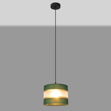 Lestenec na vrvici HELEN 1xE27/15W/230V d. 20 cm zelen/zlat